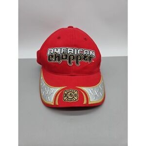 American Chopper Baseball Hat Strap Back Red Tuttel Fire Bike Pre-Owned